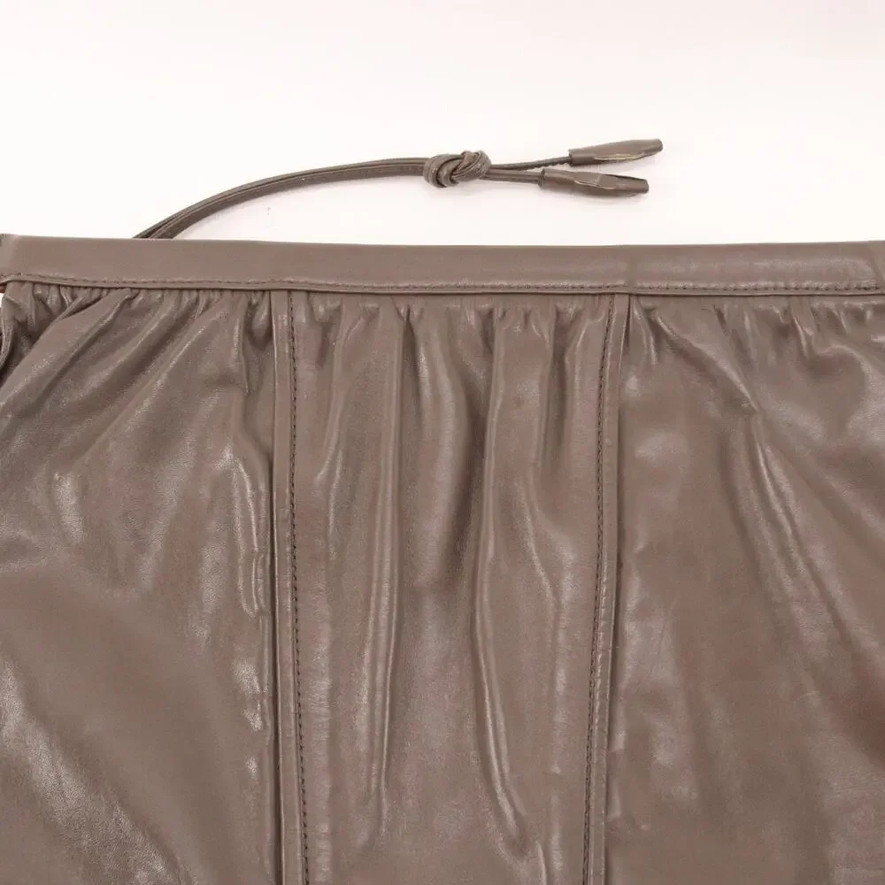 Vintage Alexanders Handbag Women L Ash Brown Smooth Leather Pleated Clutch Bag